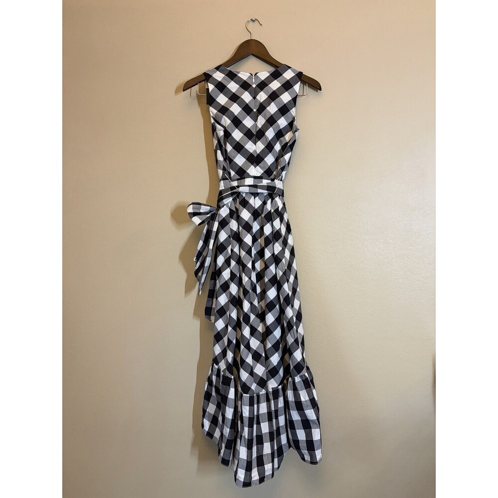 J.Crew Gingham Faux-Wrap Cotton Poplin Midi Dress 00 NWT Black & White Classic - Picture 9 of 11